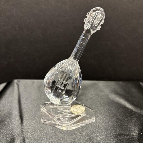 Crystal Sky Other - Vintage Kristakolor 6" 24% Lead Crystal‎ Glass Band Instrument Mandolin